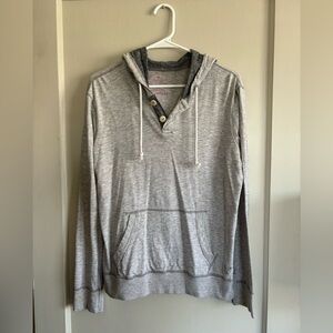 American Eagle Outfitters Gray Cuffed Sleeve Long Sleeve Polo Top